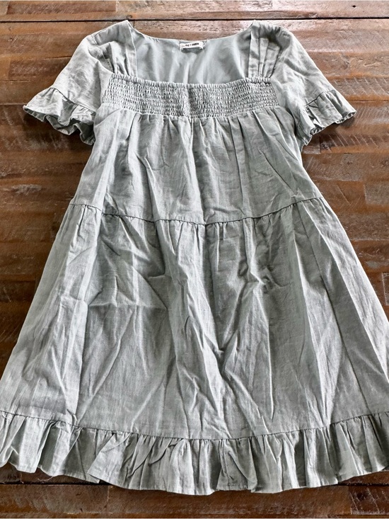 Anthropologie Dresses & Skirts - Anthropologie Light blue Ruffled Tiered Linen Dress